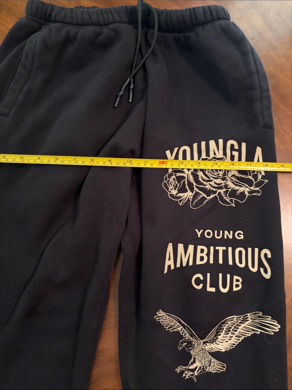 YoungLA Black Sweatpants with Cream Graphic Print - Picture 4 of 10